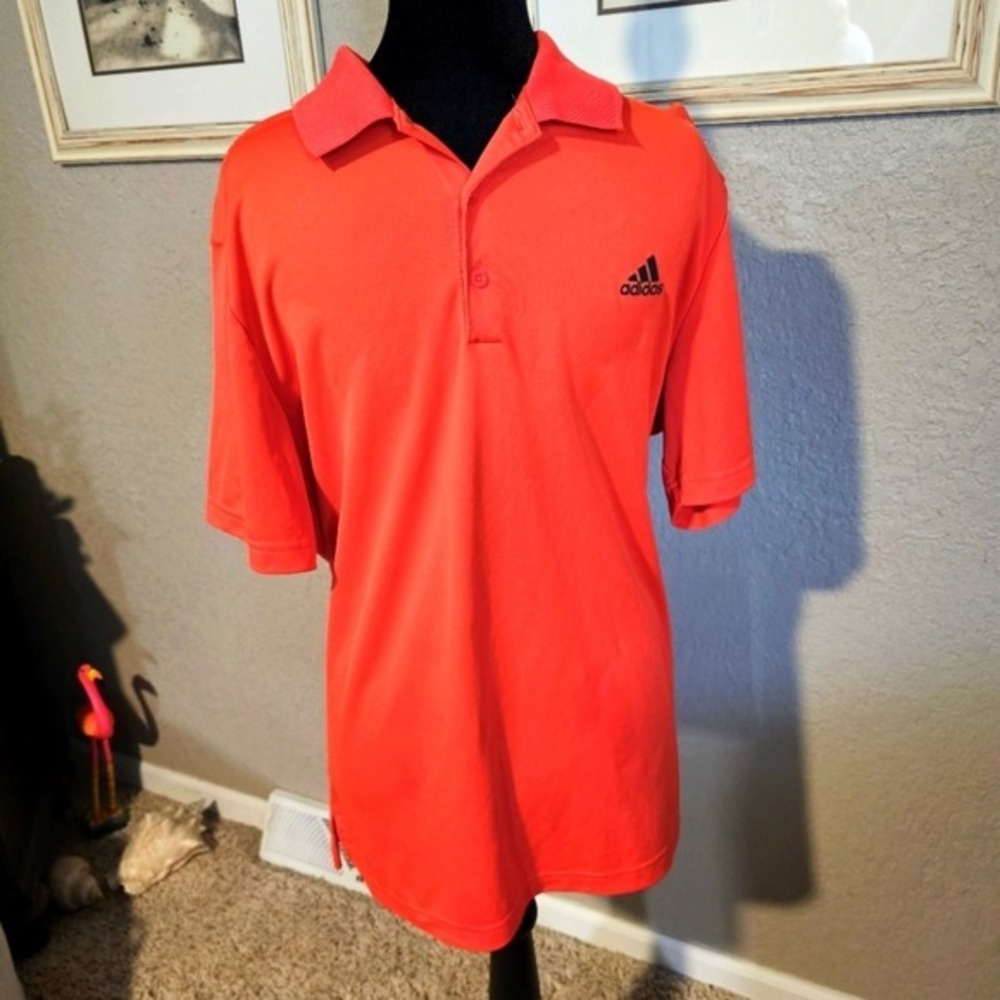 Adidas Golf Mens Large Orange Performance Short Sleeve‎ Polo Shirt L